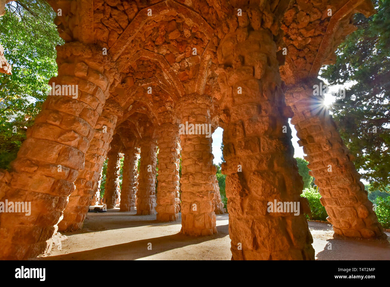Parco Guell di Barcellona, Spagna Foto Stock