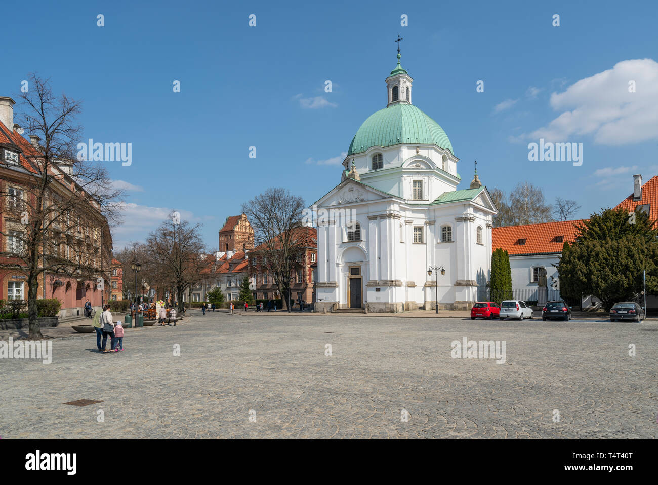 Varsavia, Polonia. Aprile, 2018. La Chiesa Cattolica Romana di san Casimiro in città nuova piazza del mercato Foto Stock