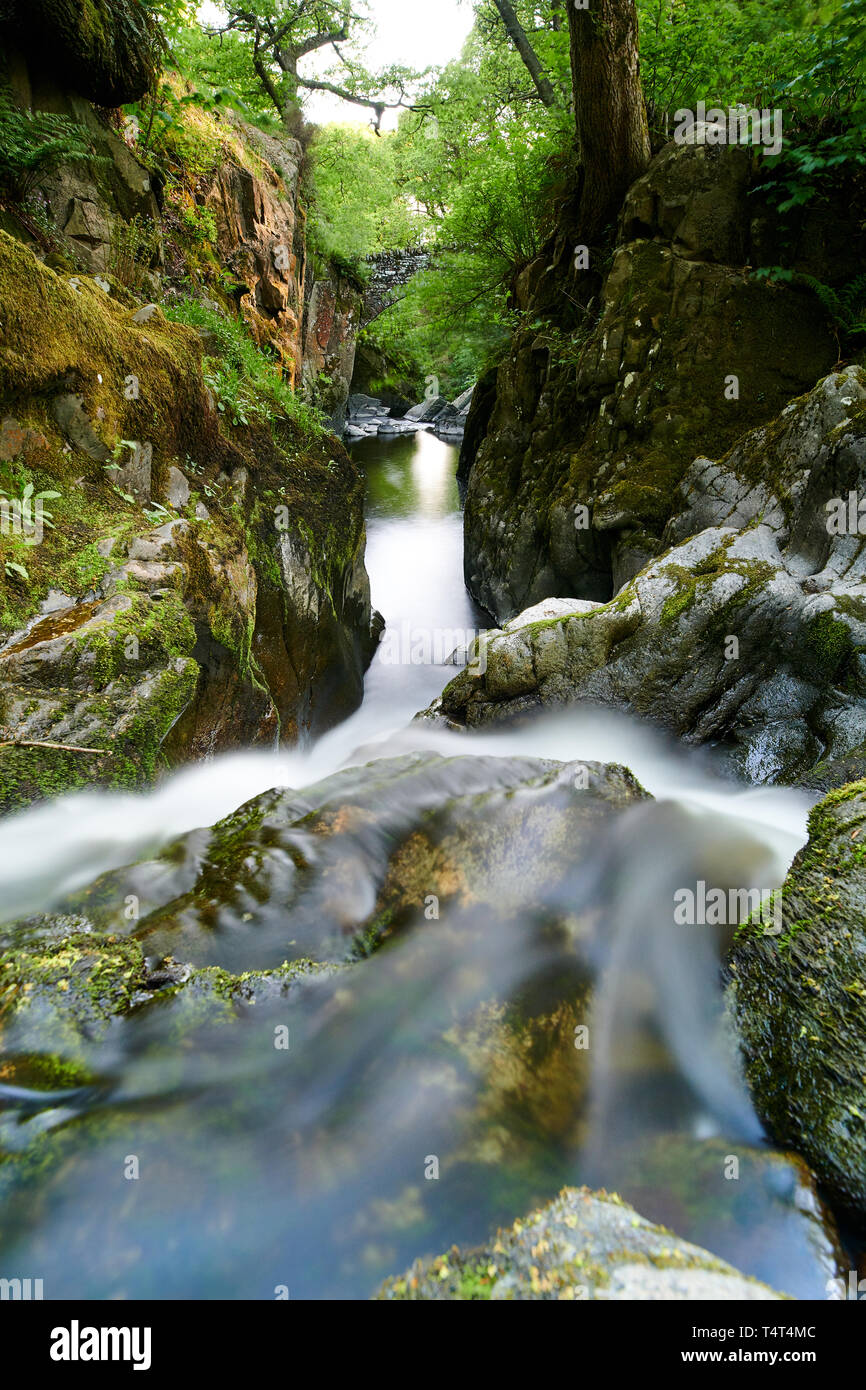 Aira Force Waterfall, il Lake District, Cumbria Foto Stock