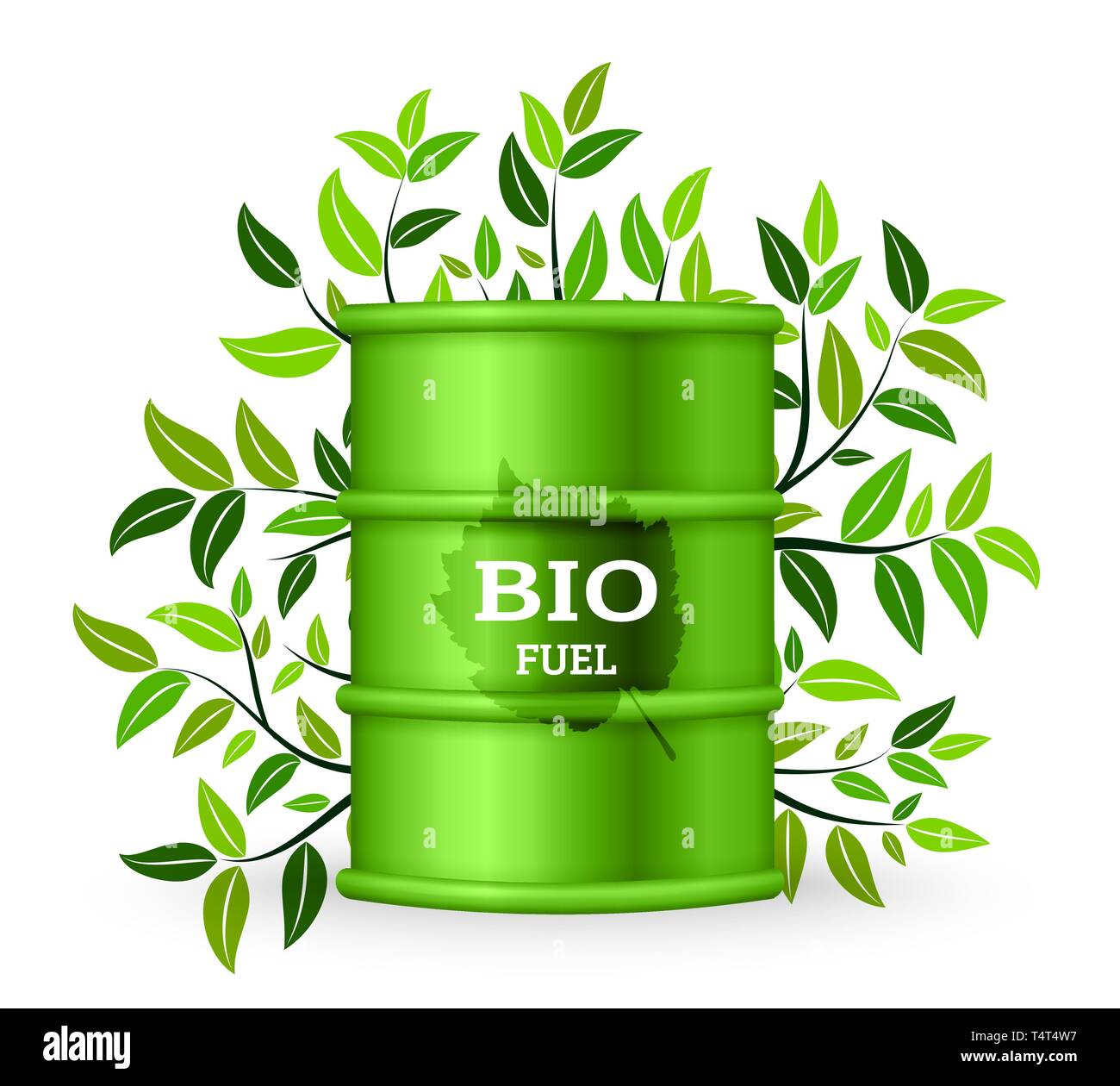 Cilindretto metallico con bio carburante e albero verde. Illustrazione Vettoriale Illustrazione Vettoriale