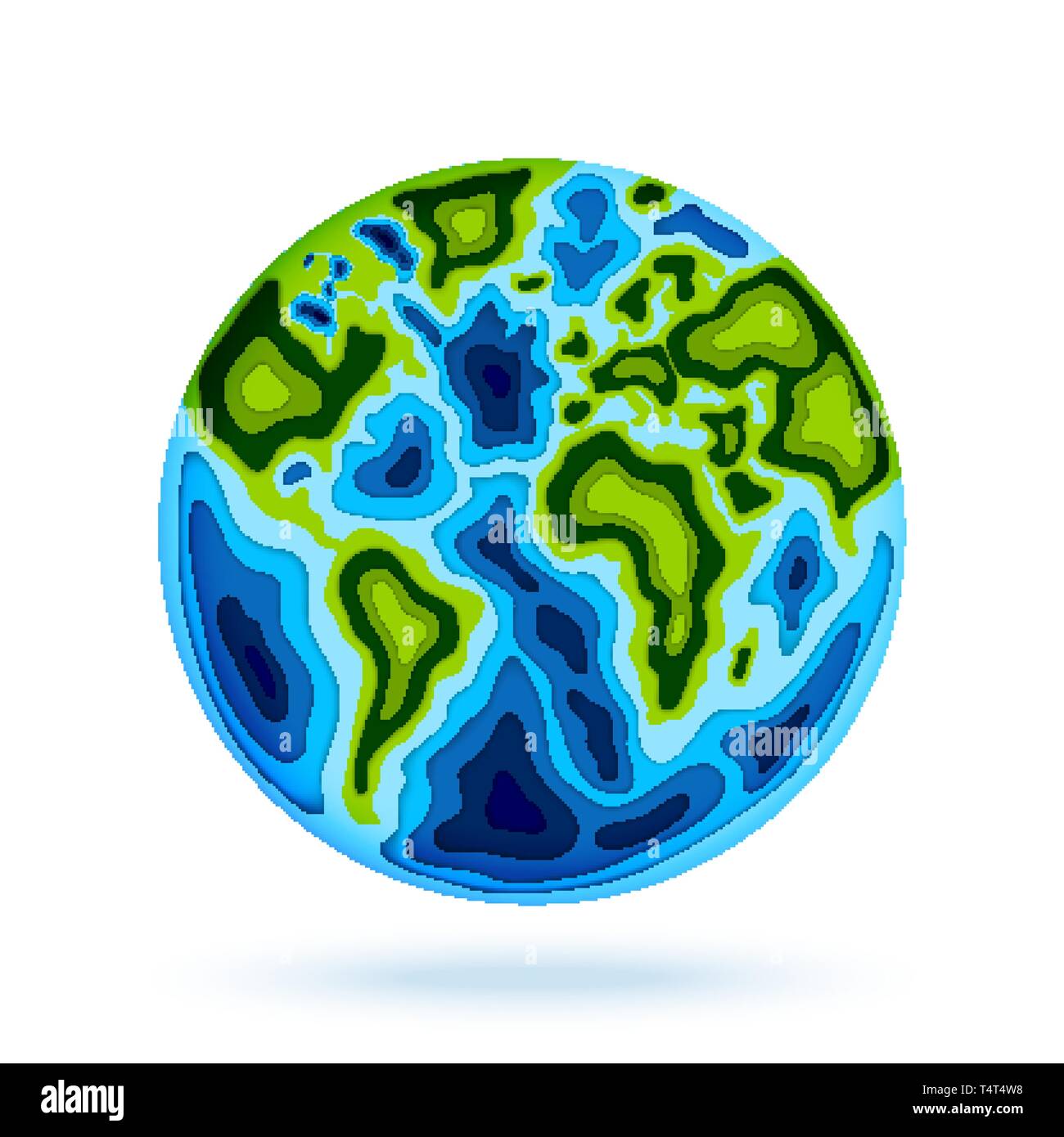 Pianeta Terra in 3d carta tagliata design. Felice Giornata della Terra concetto. Illustrazione Vettoriale Illustrazione Vettoriale