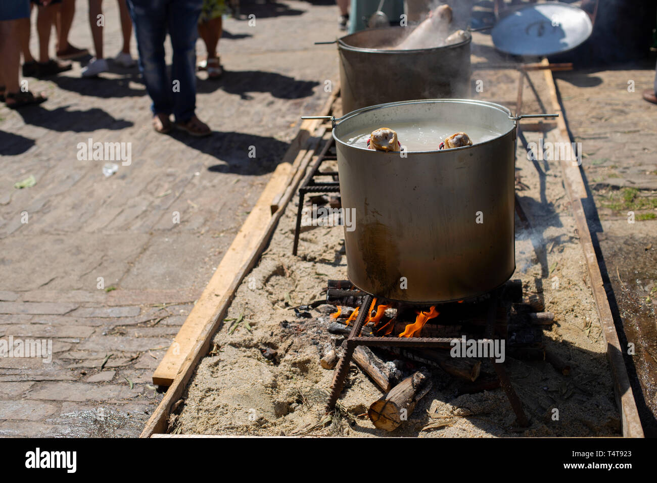 Spalla di maiale è in ebollizione Foto Stock