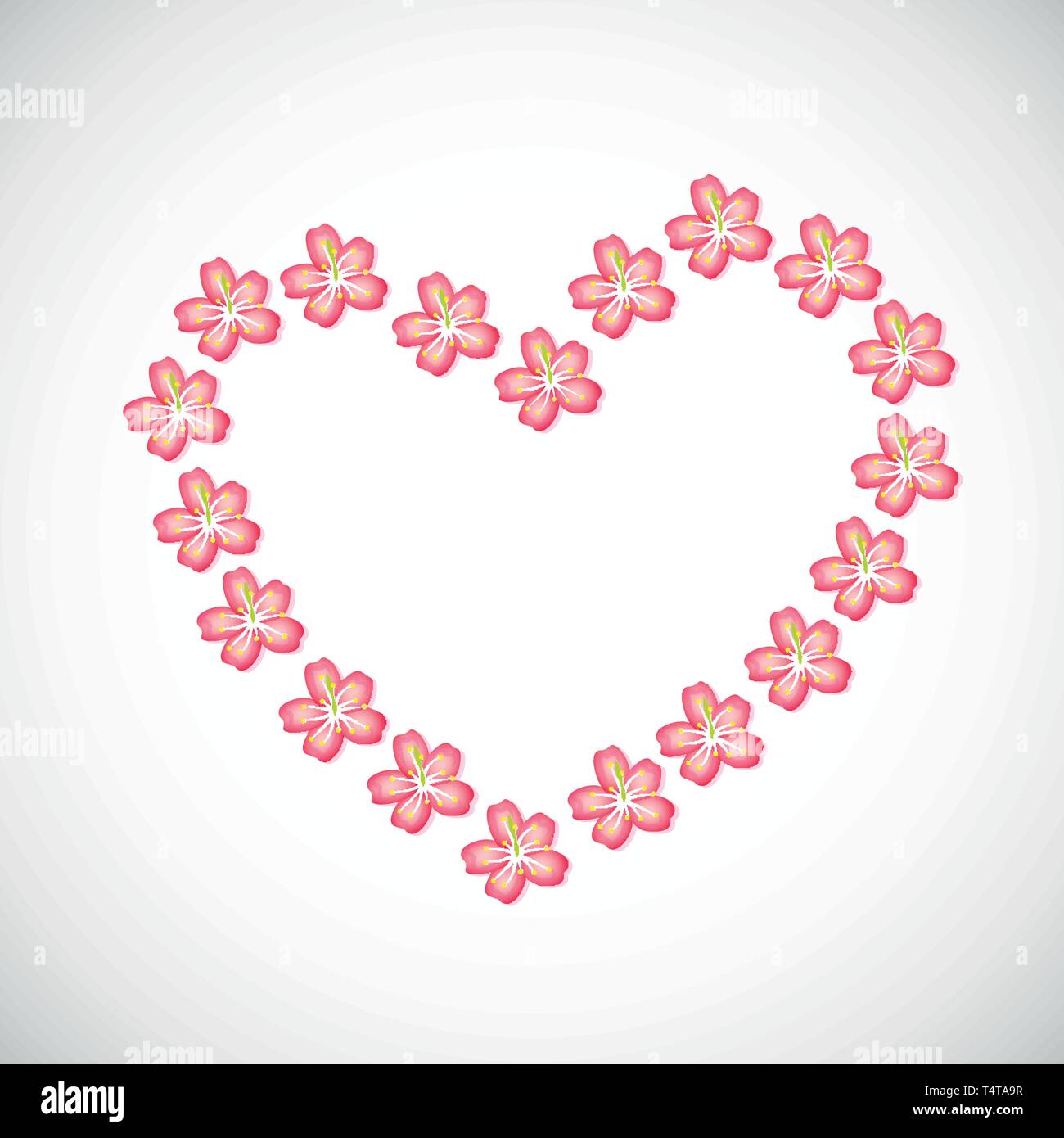 Rosa fiori di ciliegio cuore fiori di sakura illustrazione vettoriale EPS10 Illustrazione Vettoriale