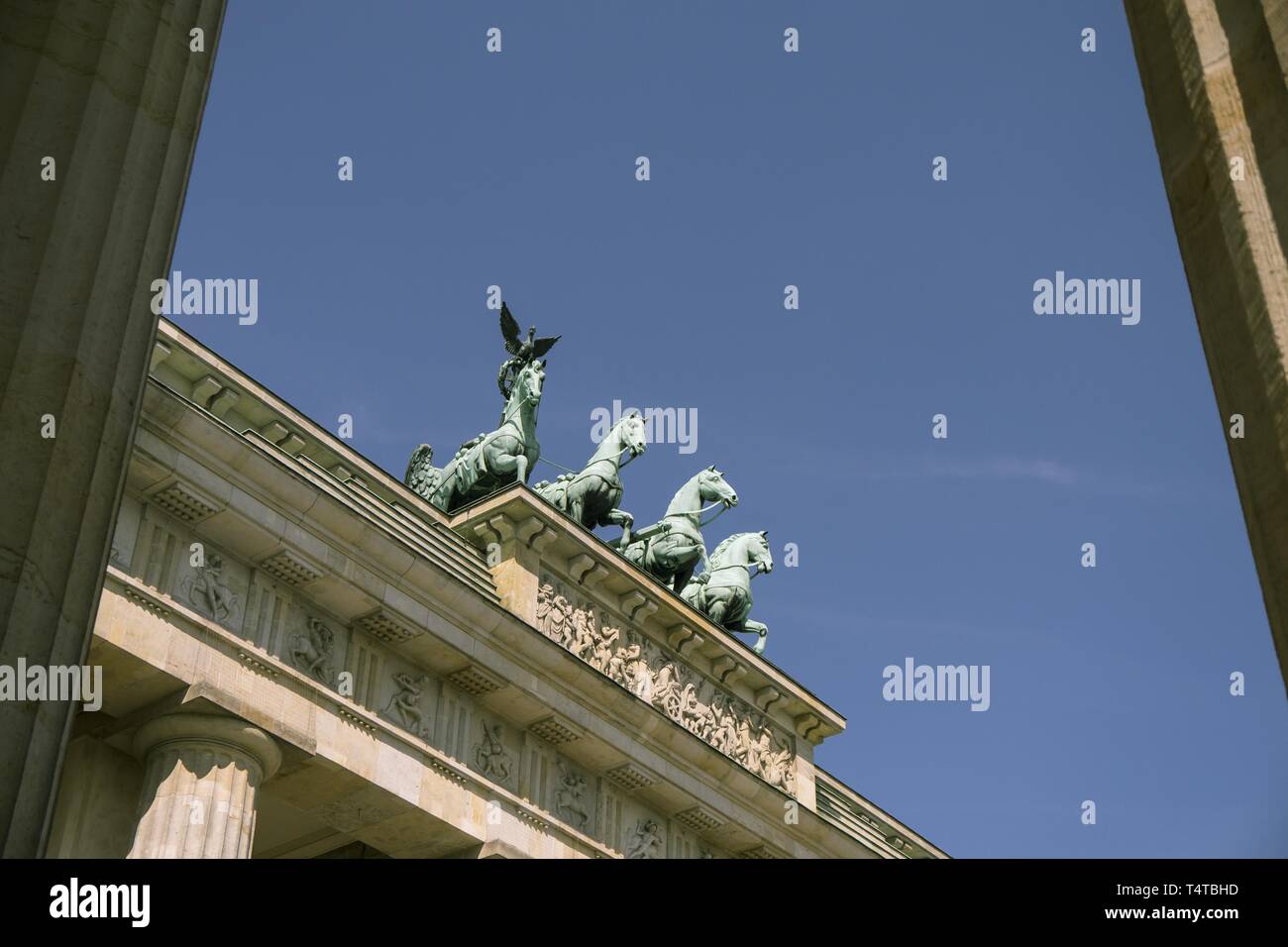 Quadriga sulla Porta di Brandeburgo, Berlino, Berlin, Berlin, Germania, Europa Foto Stock