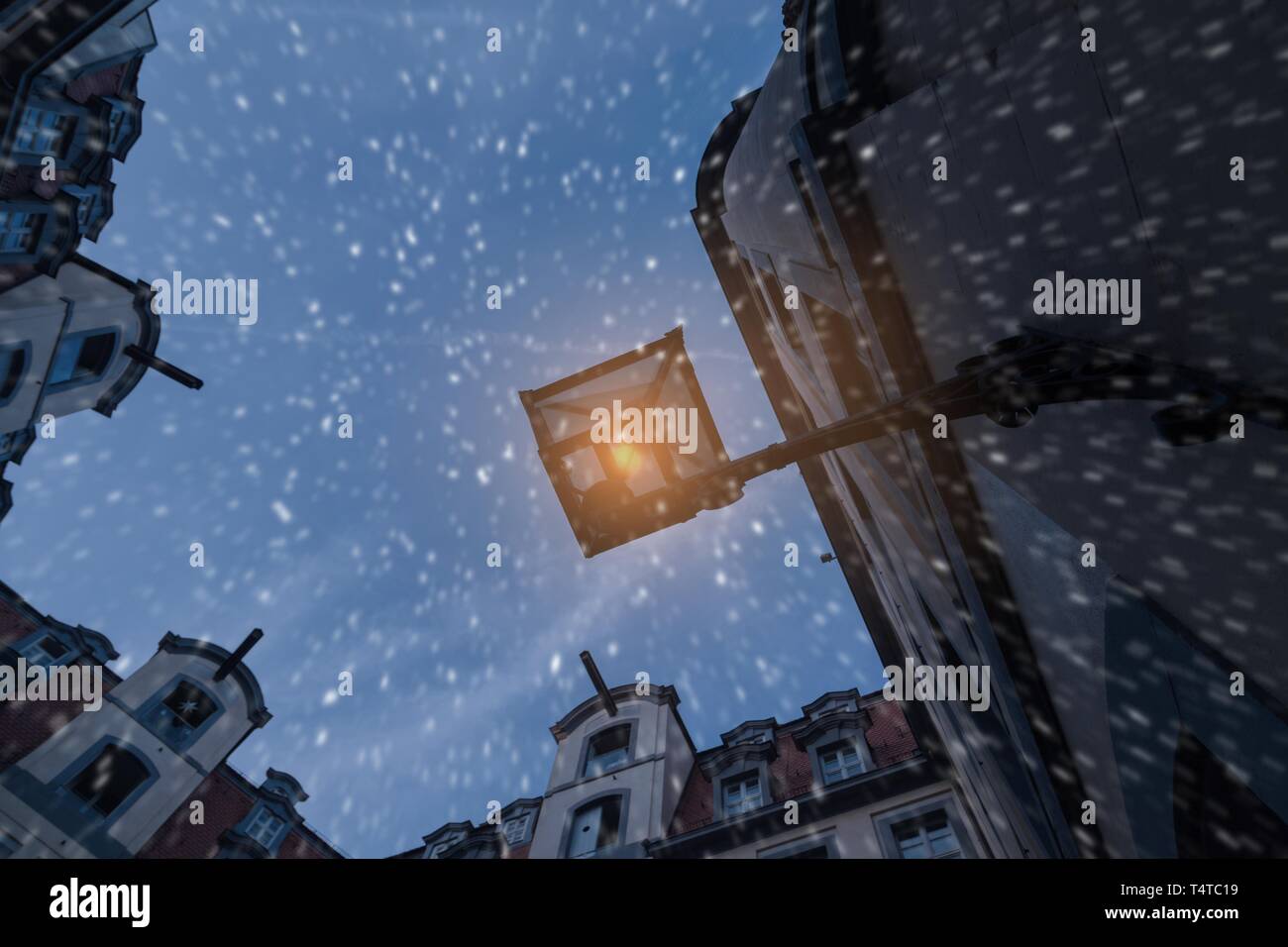 Cortile in Leipzig durante la nevicata, Leipzig, Germania, Europa Foto Stock