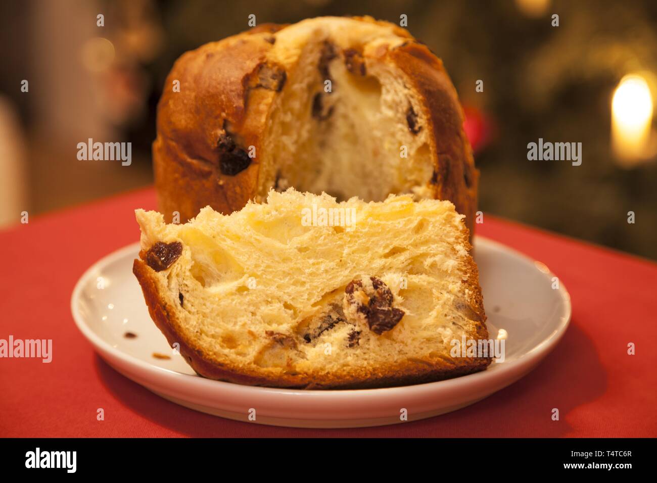 Il Panettone, dolci italiani, a fette Foto Stock