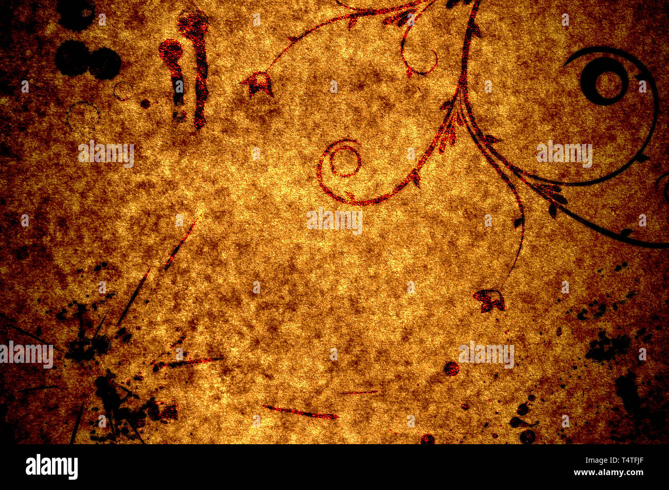 Vecchio arrugginito sfondo carta wıth astratta vettori ornamento Foto Stock