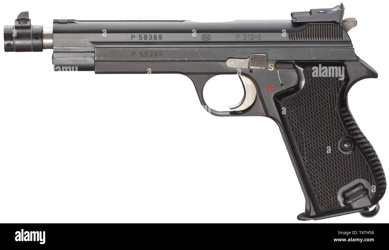 Tiro Sport, pistole, Svizzera, SIG 210-5, calibro 9 mm Parabellum, Additional-Rights-Clearance-Info-Not-Available Foto Stock