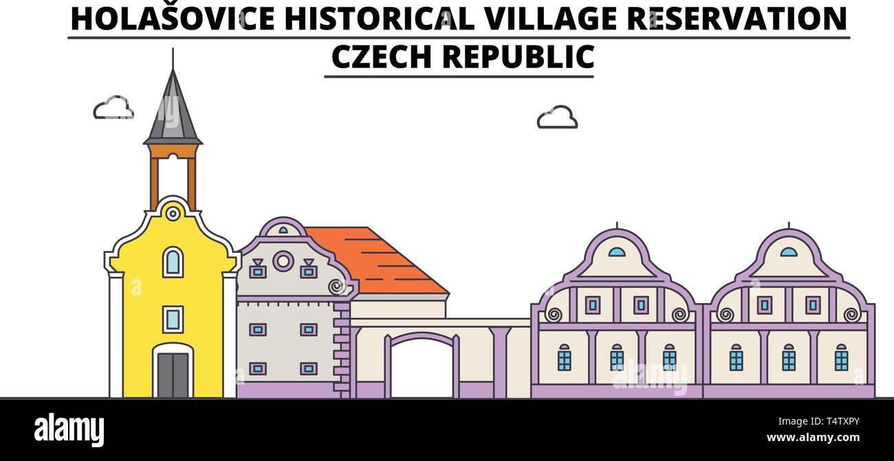 Repubblica ceca , Holasovice , viaggi skyline illustrazione vettoriale. Illustrazione Vettoriale