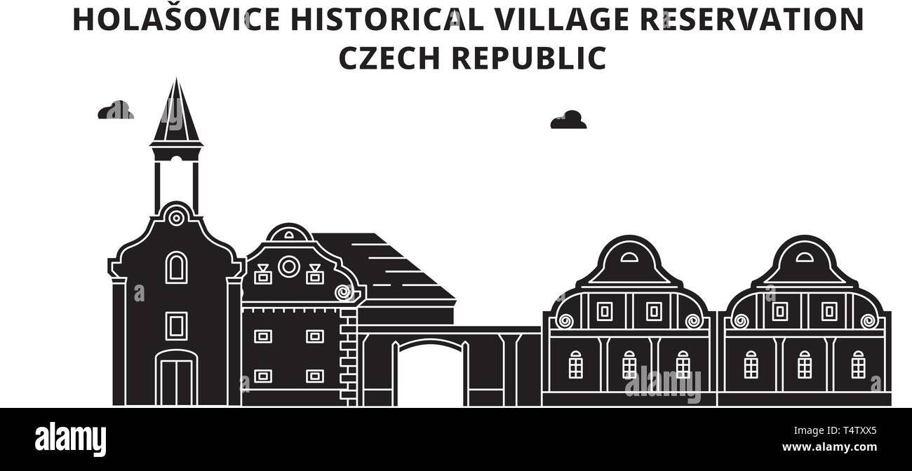 Repubblica ceca , Holasovice , viaggi skyline illustrazione vettoriale. Illustrazione Vettoriale