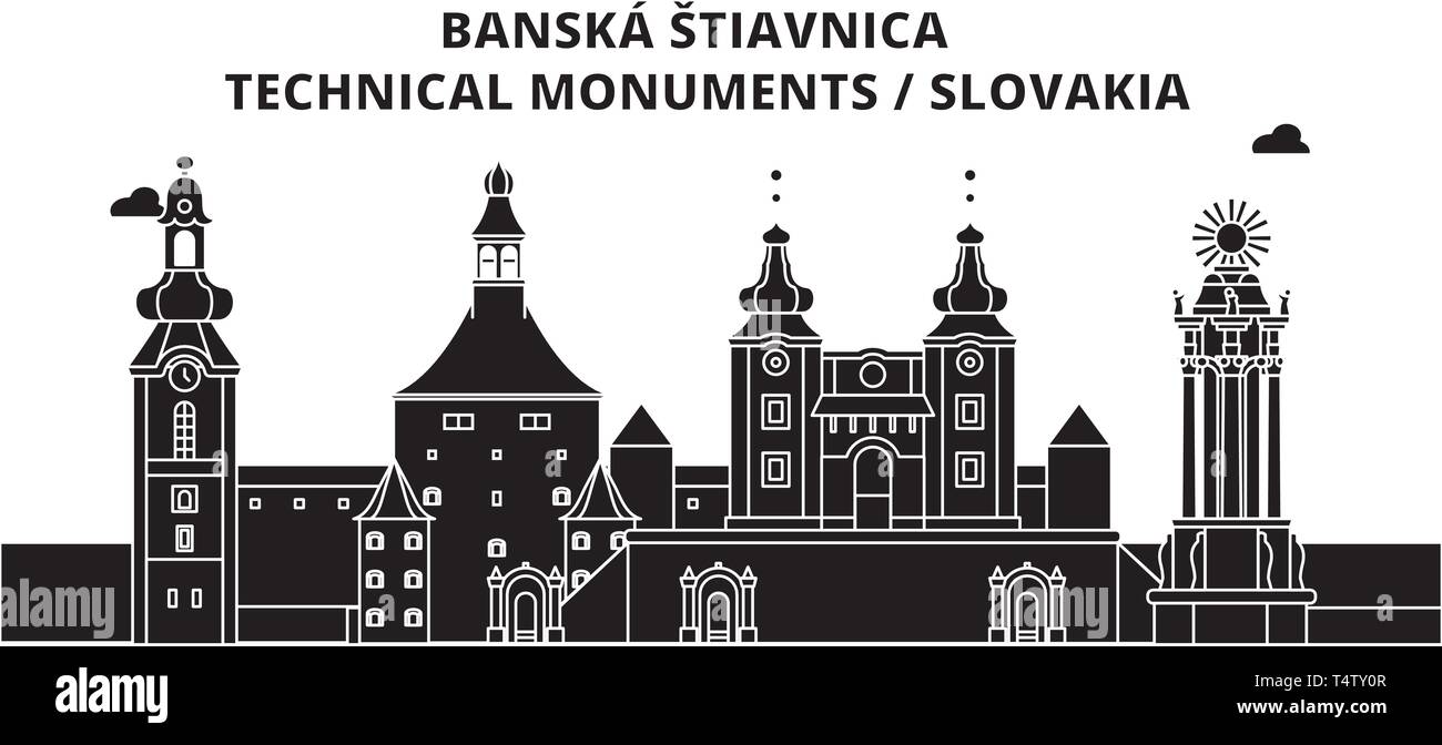 La Slovacchia , Banska Stiavnica , viaggi skyline illustrazione vettoriale. Illustrazione Vettoriale