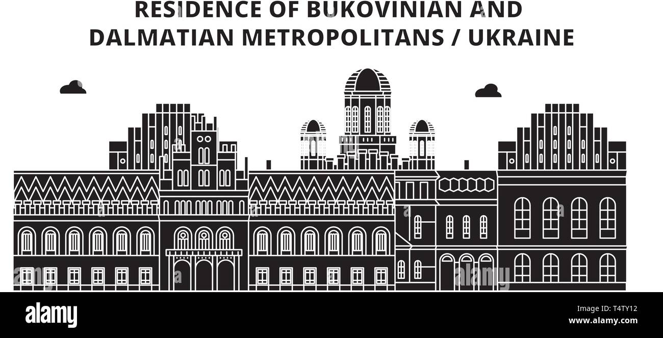 Ucraina , Bukovinian dalmata e Metropoliti , viaggi skyline illustrazione vettoriale. Illustrazione Vettoriale