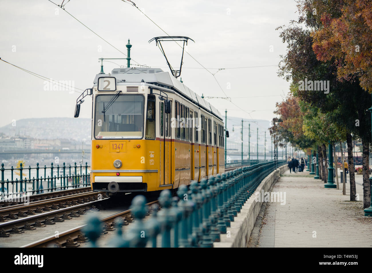 La linea 2 del tram dal Danubio, Budapest Ungheria Foto Stock