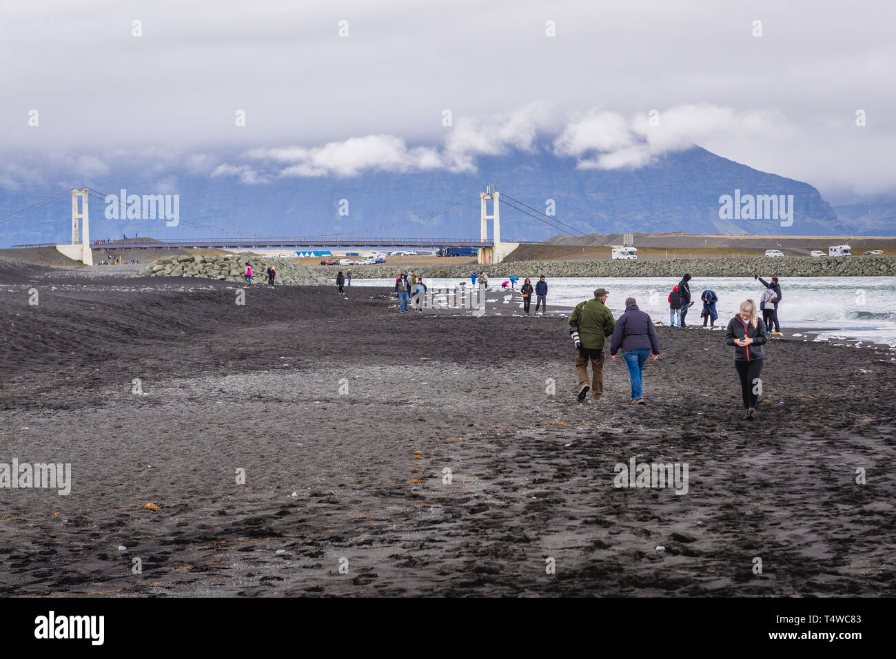 Oceano atlantico Diamond Beach nel sud-est dell'Islanda Foto Stock