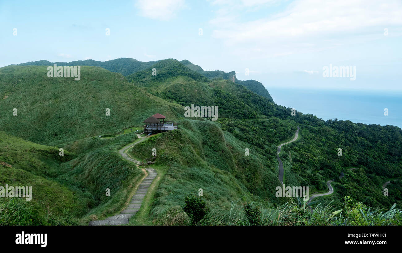 Il miscanto sul Cao Ling antico sentiero nell'angolo nord-est dell isola di Taiwan Foto Stock