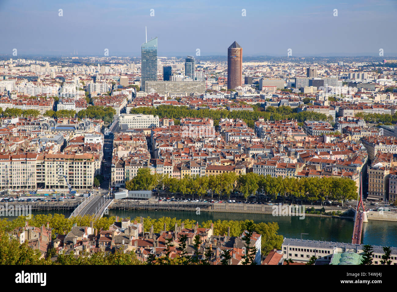 Vista aerea della città di Lione in Francia Foto Stock