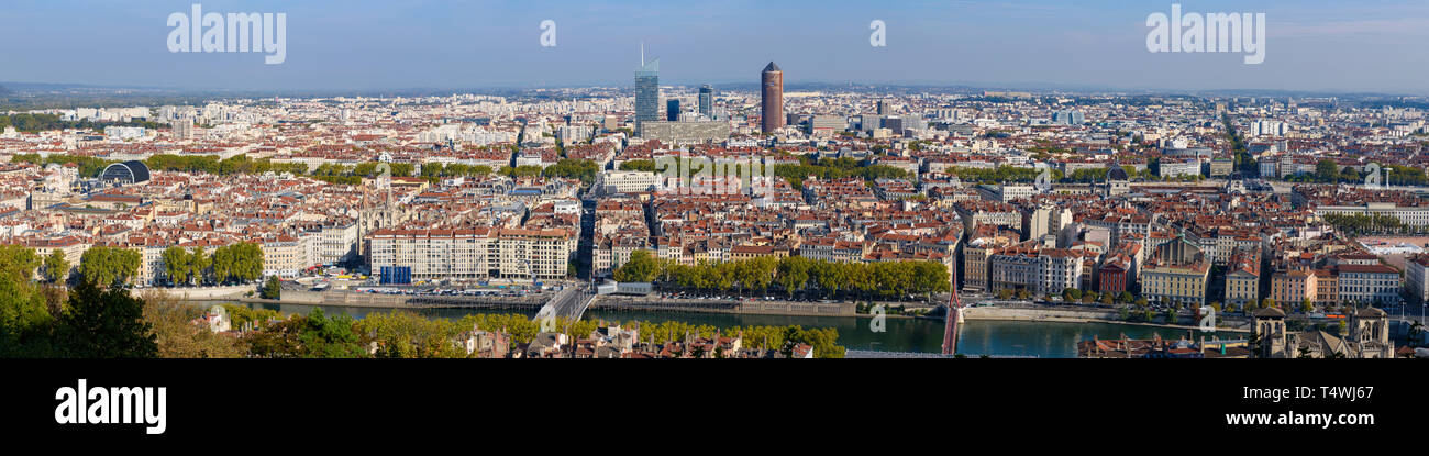 Vista panoramica della città di Lione in Francia Foto Stock