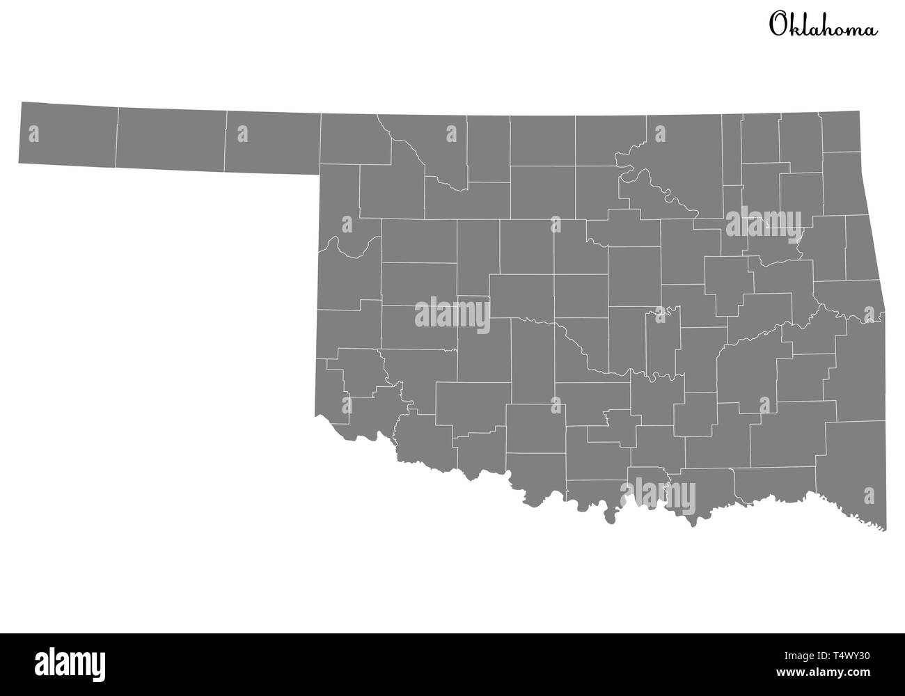 Alta qualità mappa di Oklahoma è uno stato degli Stati Uniti con i confini delle province Illustrazione Vettoriale
