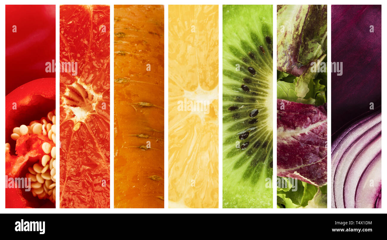 Raccolta di ripe colorata frutta e verdura Foto Stock