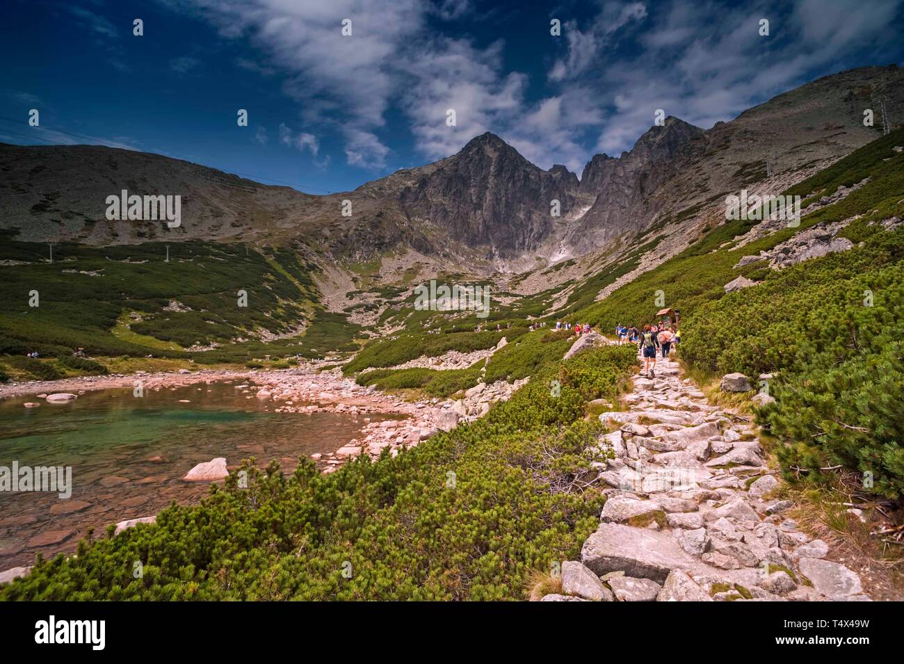 Skalnaté pleso (Rocky lago) in Vysoké Tatry (Monti Tatra) Foto Stock