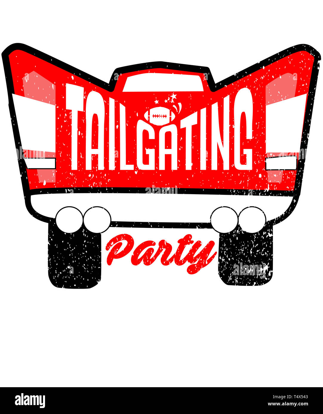 Tailgating party è un grafico dedicato a un americano di esperienza culturale del cibo, party, e gli amici o prima o dopo che un gioco di sport, come il piede Foto Stock