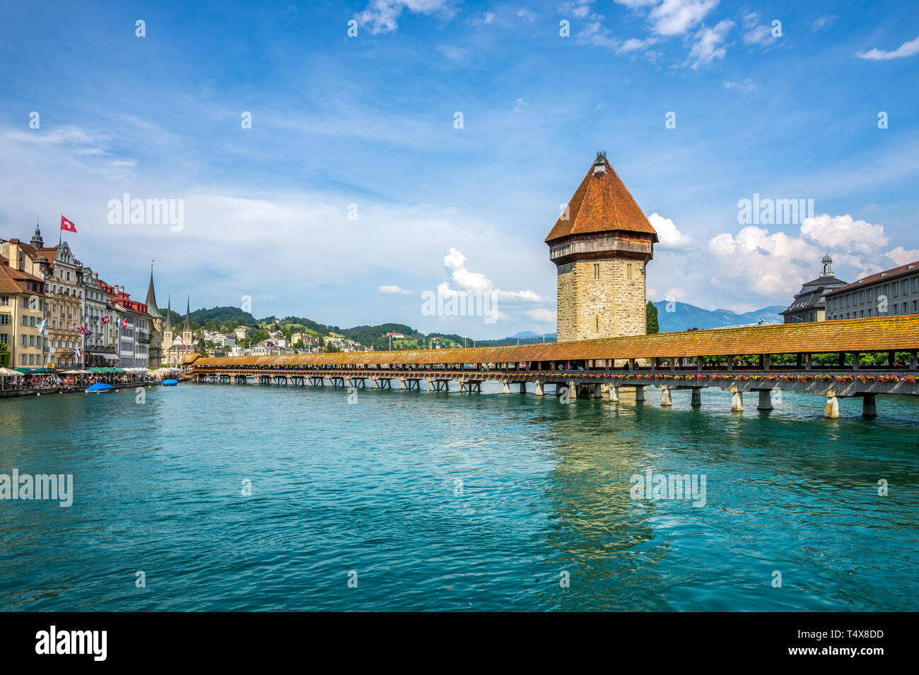 Il Ponte della Cappella di Lucerna, Svizzera Foto Stock