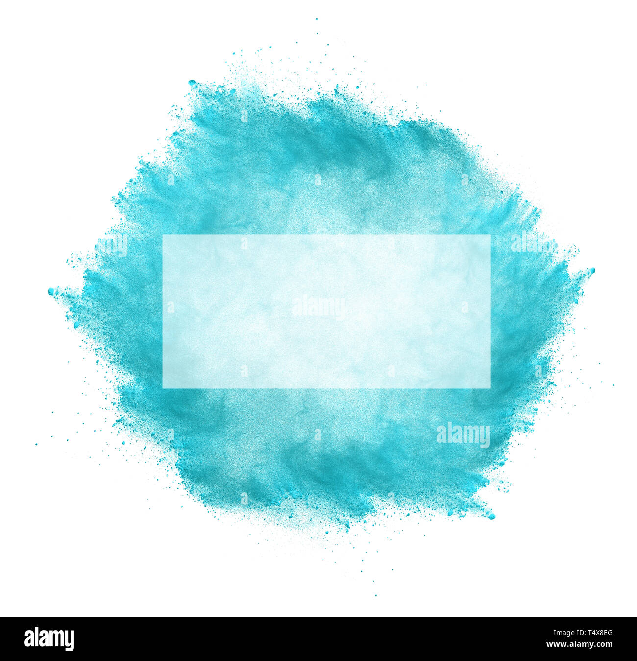 Bloccare il movimento della polvere blu esplosione isolato su bianco backgroun Foto Stock