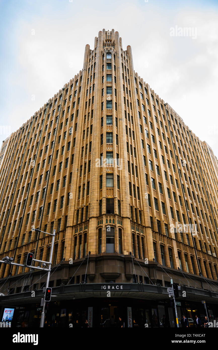 Il patrimonio-elencati di grazia edificio (1930) ospita la grazia Hotel a Sydney nel quartiere affaristico centrale di Sydney, Nuovo Galles del Sud, Australia. Foto Stock