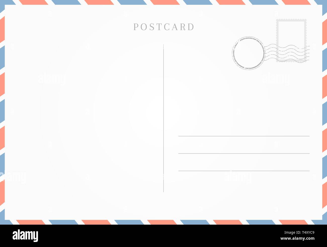 Modello vuoto di retro formato cartolina. Svuotare retro del biglietto di viaggio Illustrazione Vettoriale
