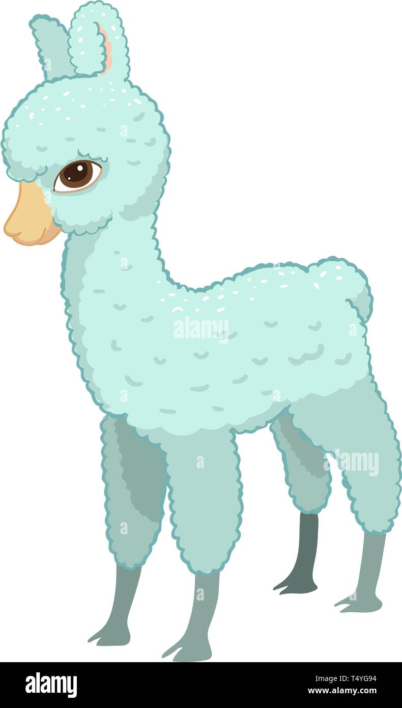 Llama cartoon alpaca. Lama vettore animale isolato illustrazione. Carino divertente disegnati a mano arte. Design per scheda, adesivo , tessuto tessile, t shirt Illustrazione Vettoriale