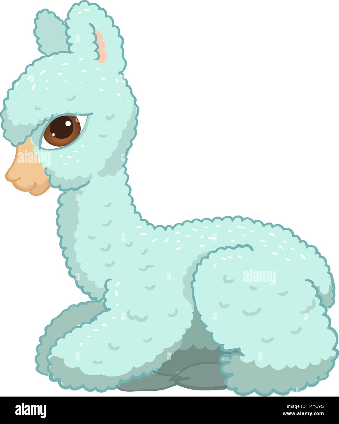 Llama cartoon alpaca. Lama vettore animale isolato illustrazione. Carino divertente disegnati a mano arte. Design per scheda, adesivo , tessuto tessile, t shirt Illustrazione Vettoriale