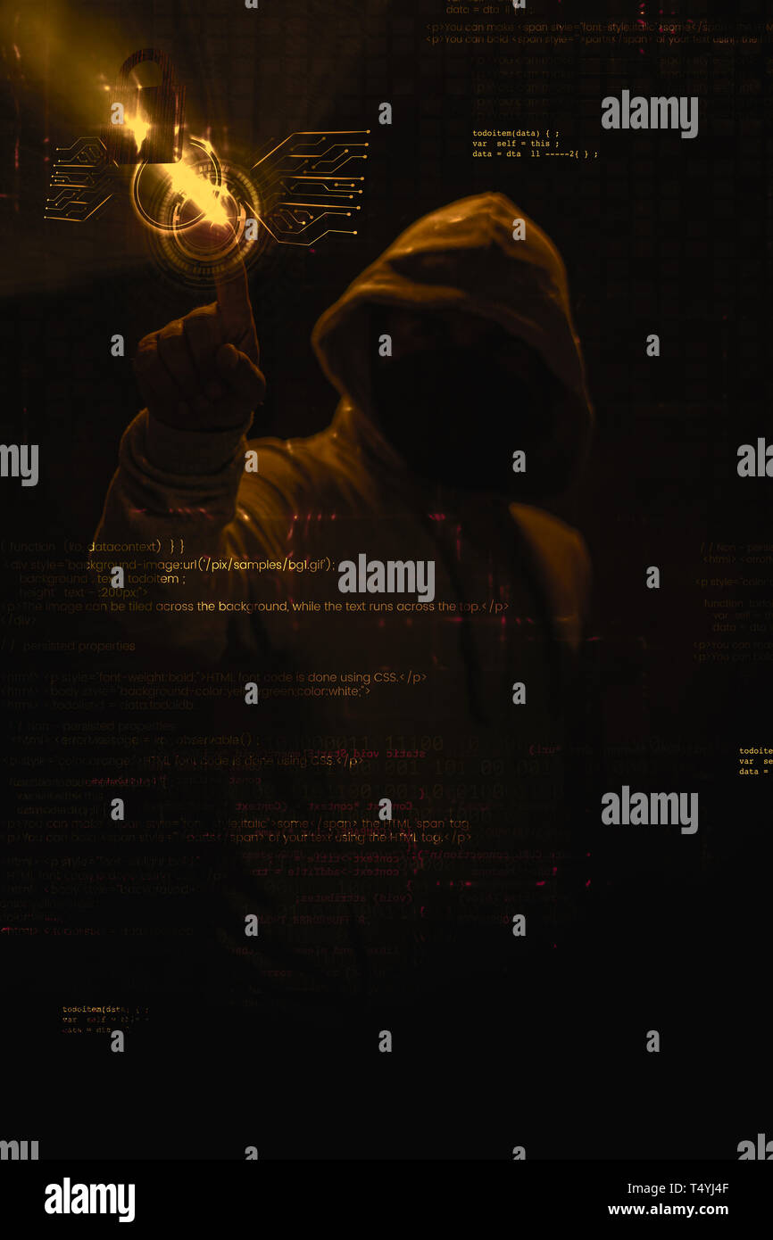 essere consapevoli che l'hacker attacca le informazioni. Foto Stock