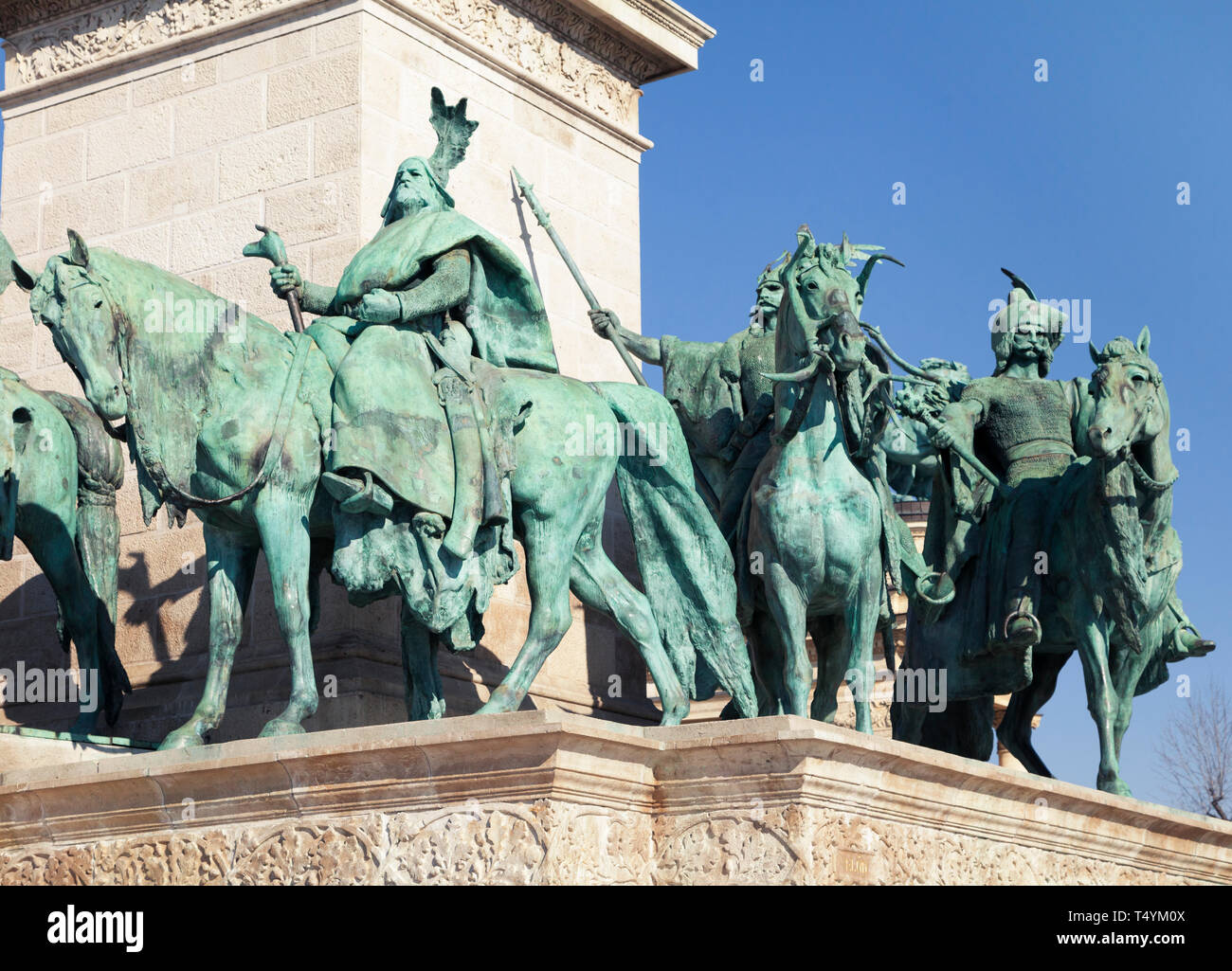 Chieftains di Piazza dell'Eroe, Budapest Foto Stock