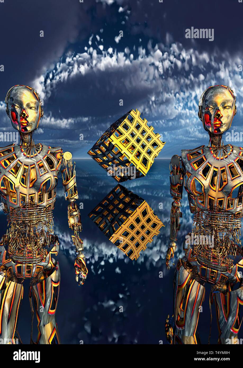 Androide robot creati con il pensiero indipendente Foto Stock