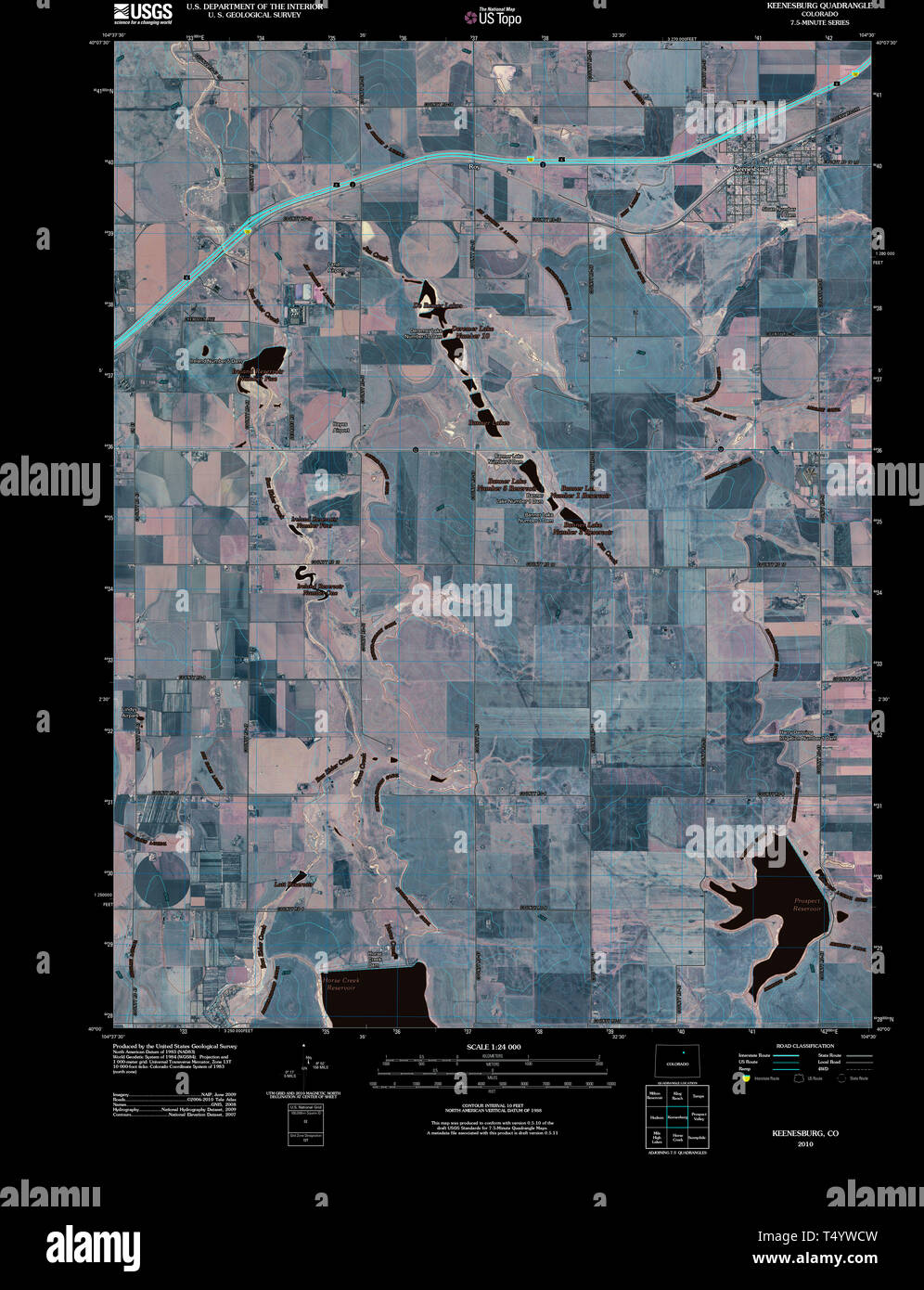 USGS TOPO Map Colorado CO Keenesburg 20100816 TM restauro invertito Foto Stock