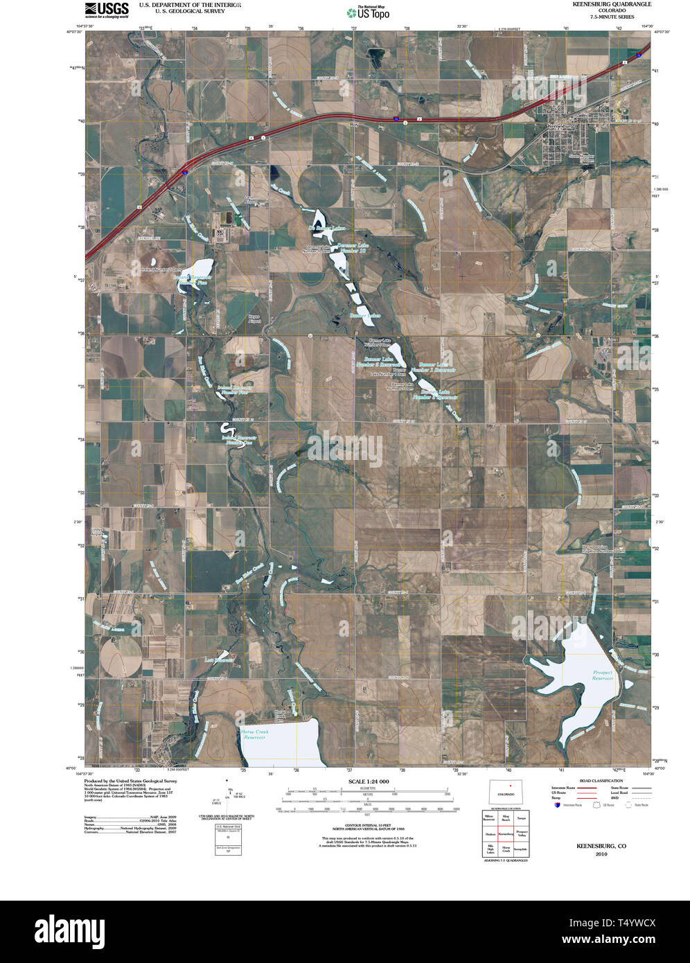 USGS TOPO Map Colorado CO Keenesburg 20100816 TM il restauro Foto Stock