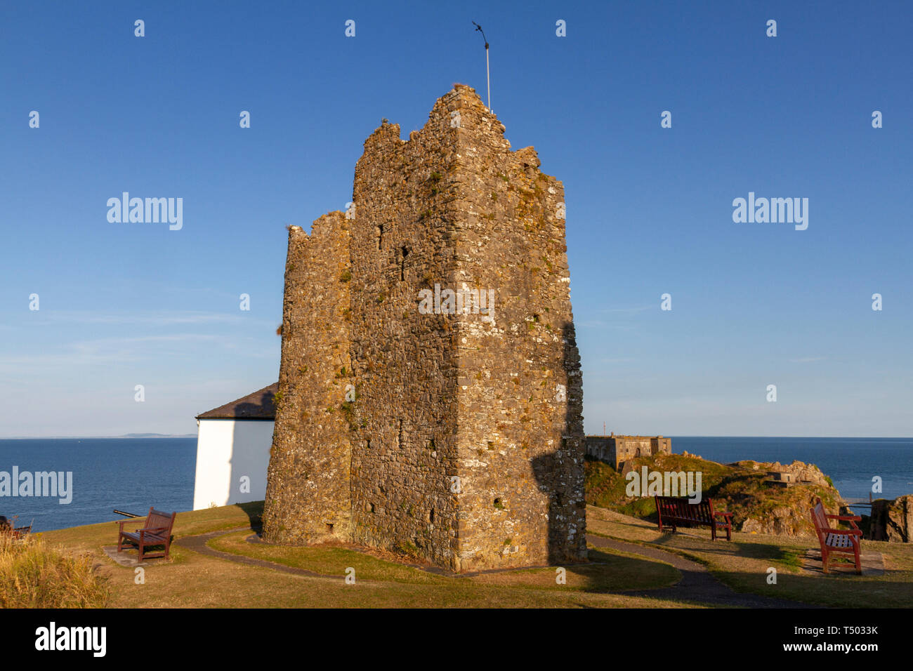 Tenby Castle, Tenby, Dyfed Galles. Foto Stock