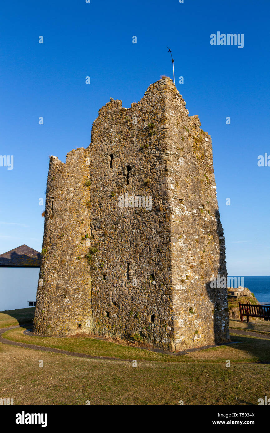 Tenby Castle, Tenby, Dyfed Galles. Foto Stock