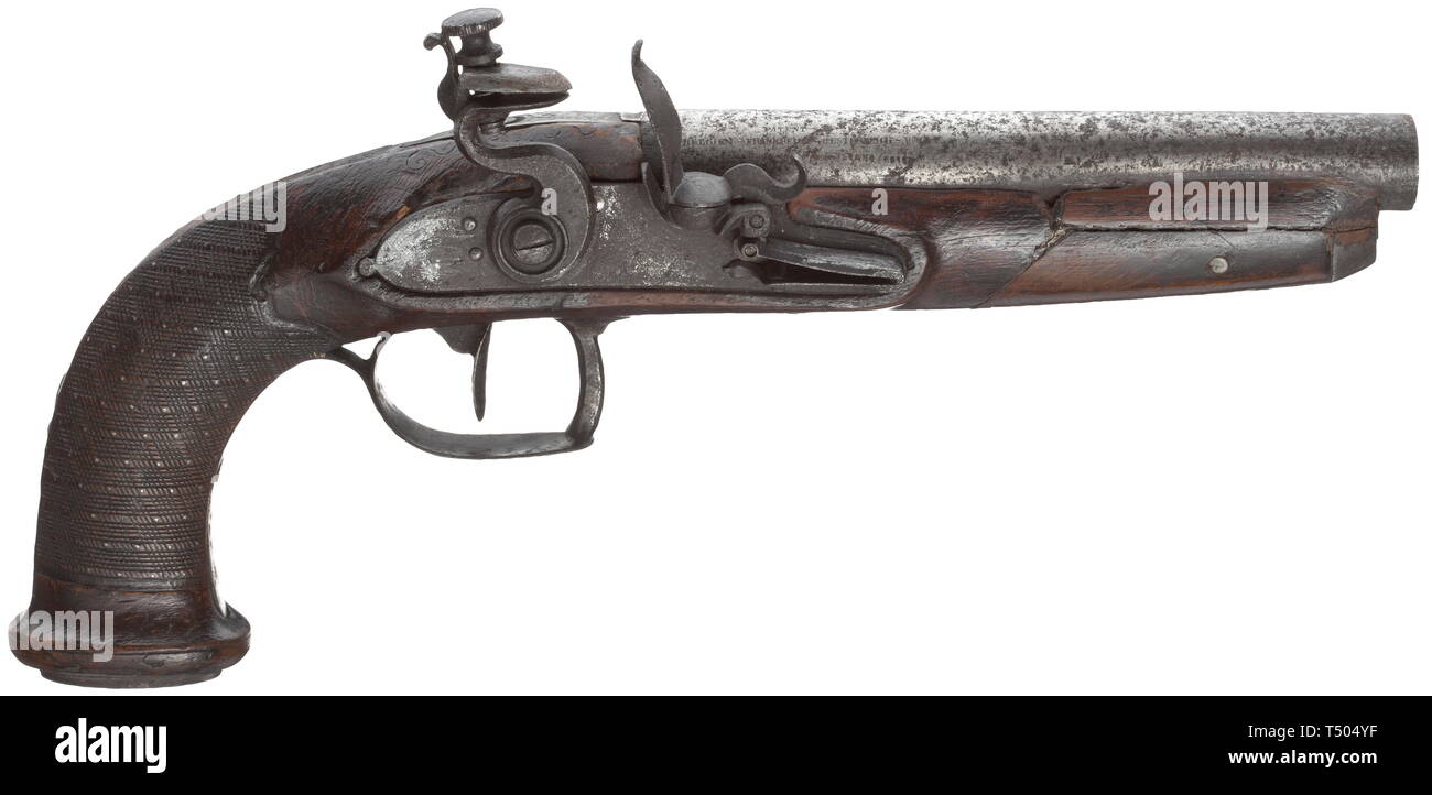 Piccole armi, pistole, flintlock pistola calibro 16 mm, Francia (?), 1800, Additional-Rights-Clearance-Info-Not-Available Foto Stock