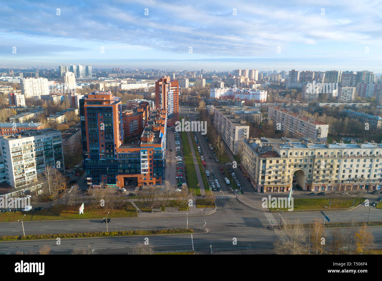 SAINT-Petersburg, Russia - Novembre 05, 2018: Panorama del distretto di Mosca su una mattina di novembre Foto Stock