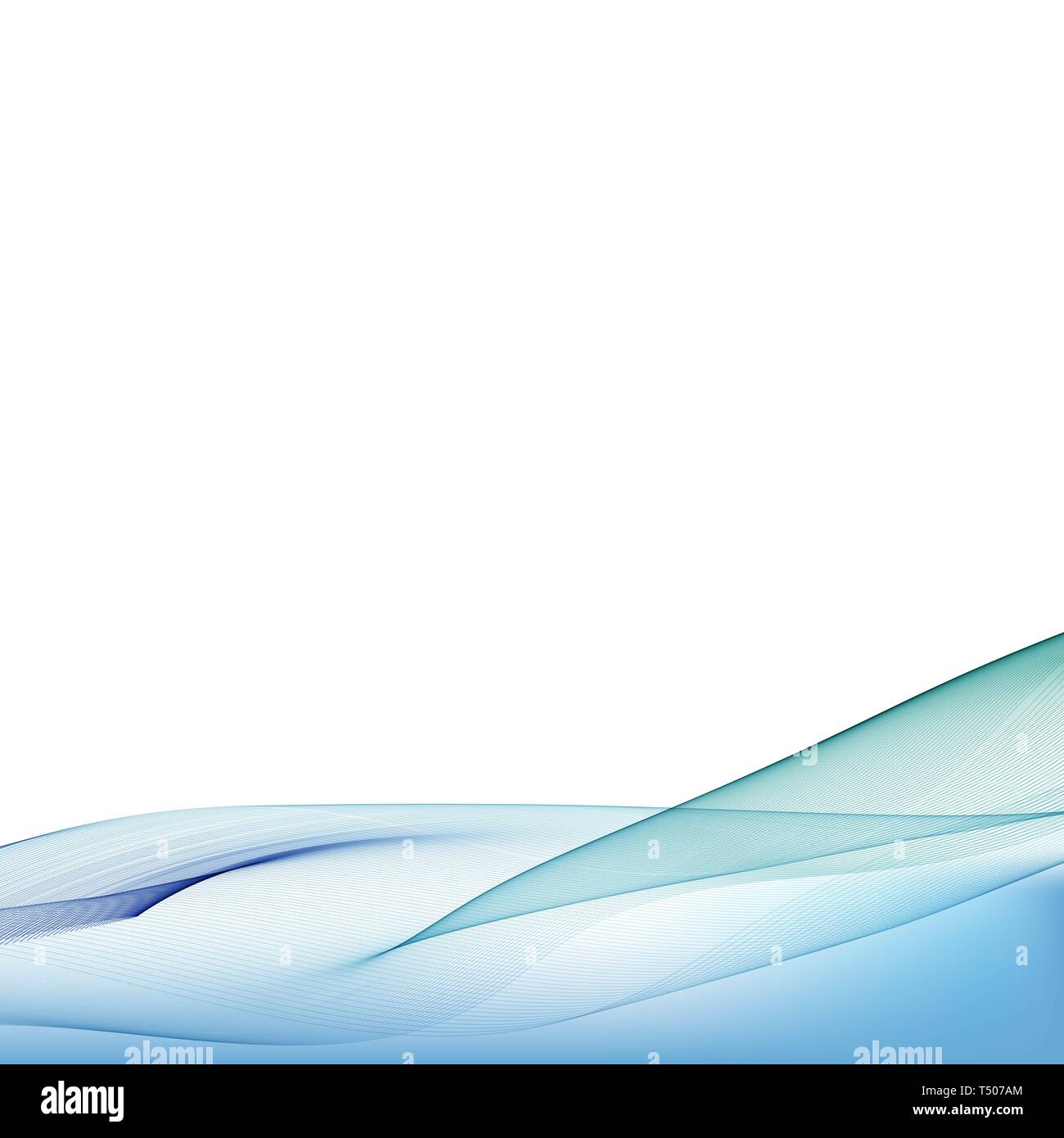 Abstract liscia colore vettore d'onda. La curva di flusso moto blu illustrazione. Progettazione di fumo. Linee vettoriali. Foto Stock