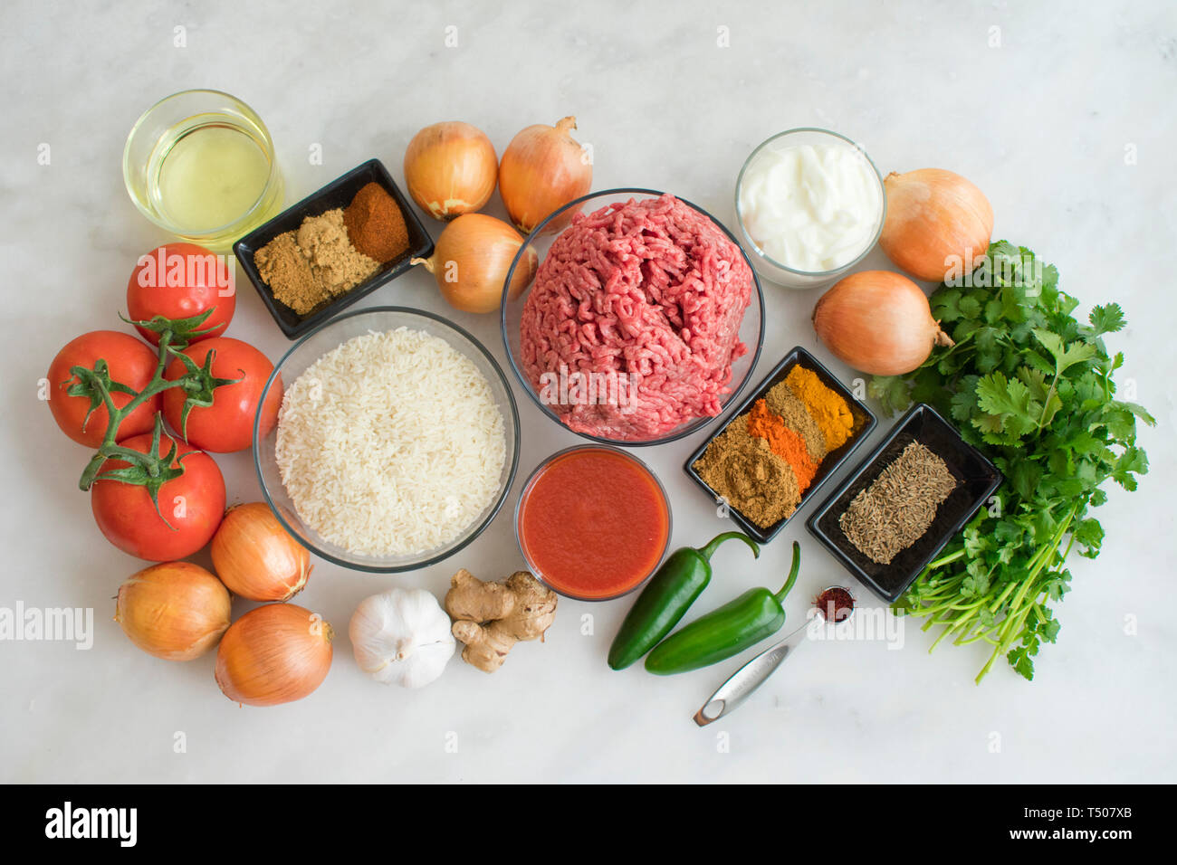 Kofta Curry ingredienti Foto Stock