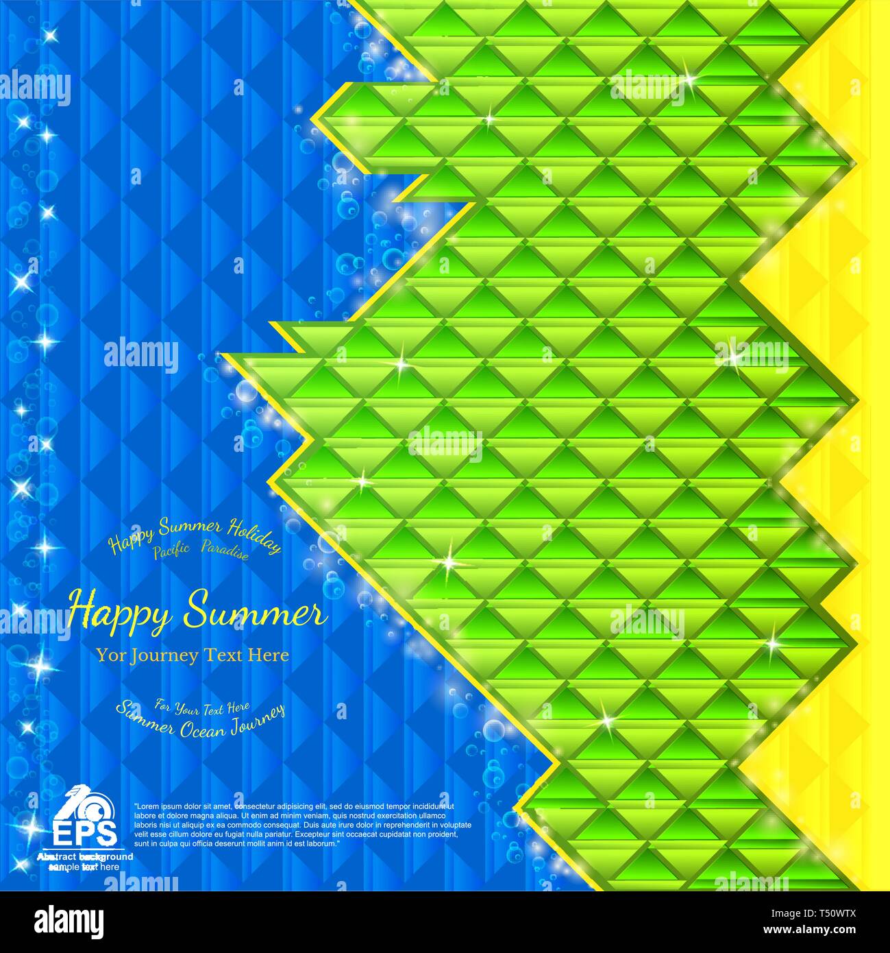 Abstract isola verde blu mosaico giallo sfondo dalla forma quadrata Illustrazione Vettoriale