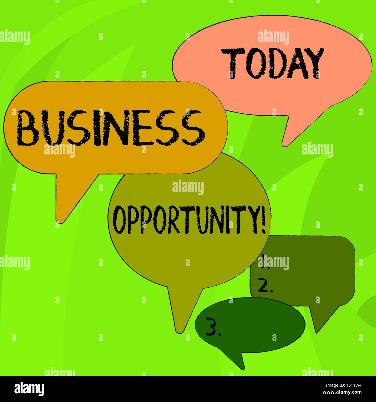 Conceptual la scrittura a mano che mostra le opportunità commerciali. Concetto significato investimento che permette al compratore di iniziare un business discorso bolla in differenti Foto Stock