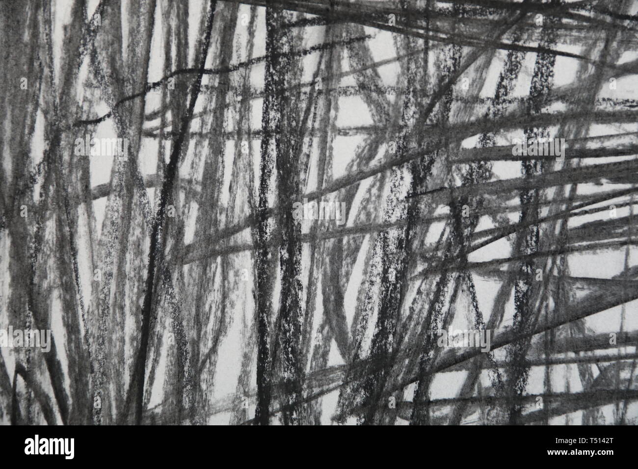 Bambino come disegno schizzo carbone nero su carta bianca scribble Foto Stock