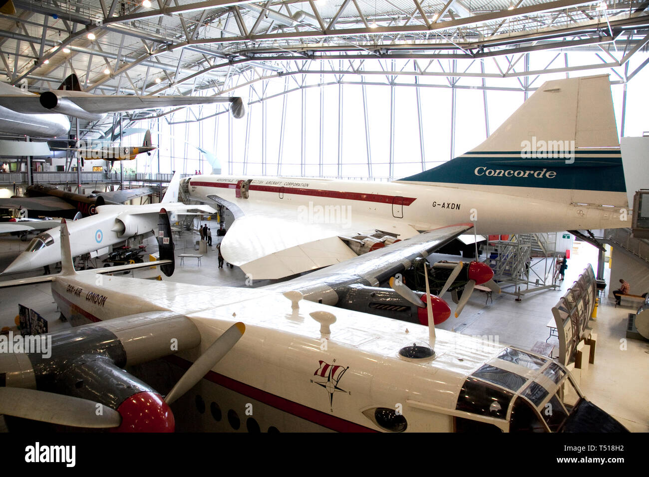 Concorde in American Air Museum a Duxford Imperial War Museum,Cambridgeshire, Inghilterra. Foto Stock