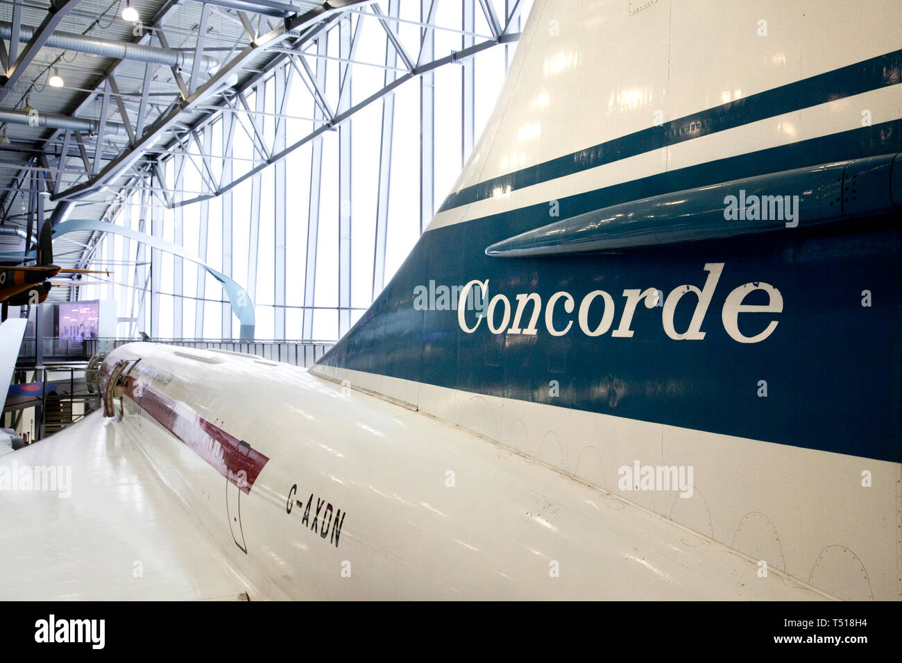 Concorde in American Air Museum a Duxford Imperial War Museum,Cambridgeshire, Inghilterra. Foto Stock