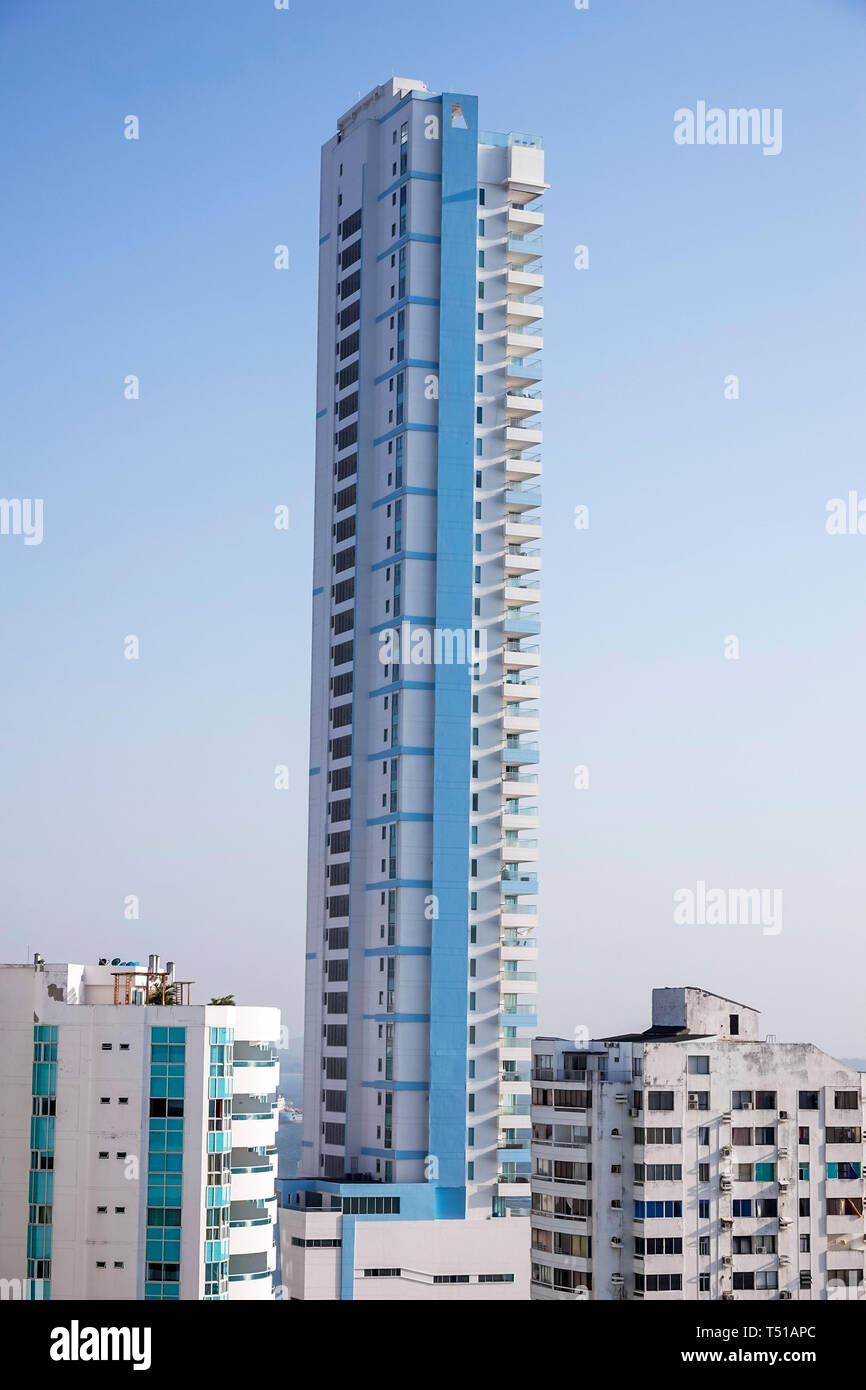 Cartagena Colombia, El Lagito, edificio di appartamenti, grattacieli grattacieli edificio edifici alto skinny edificio, altezza, condominio residenza Foto Stock