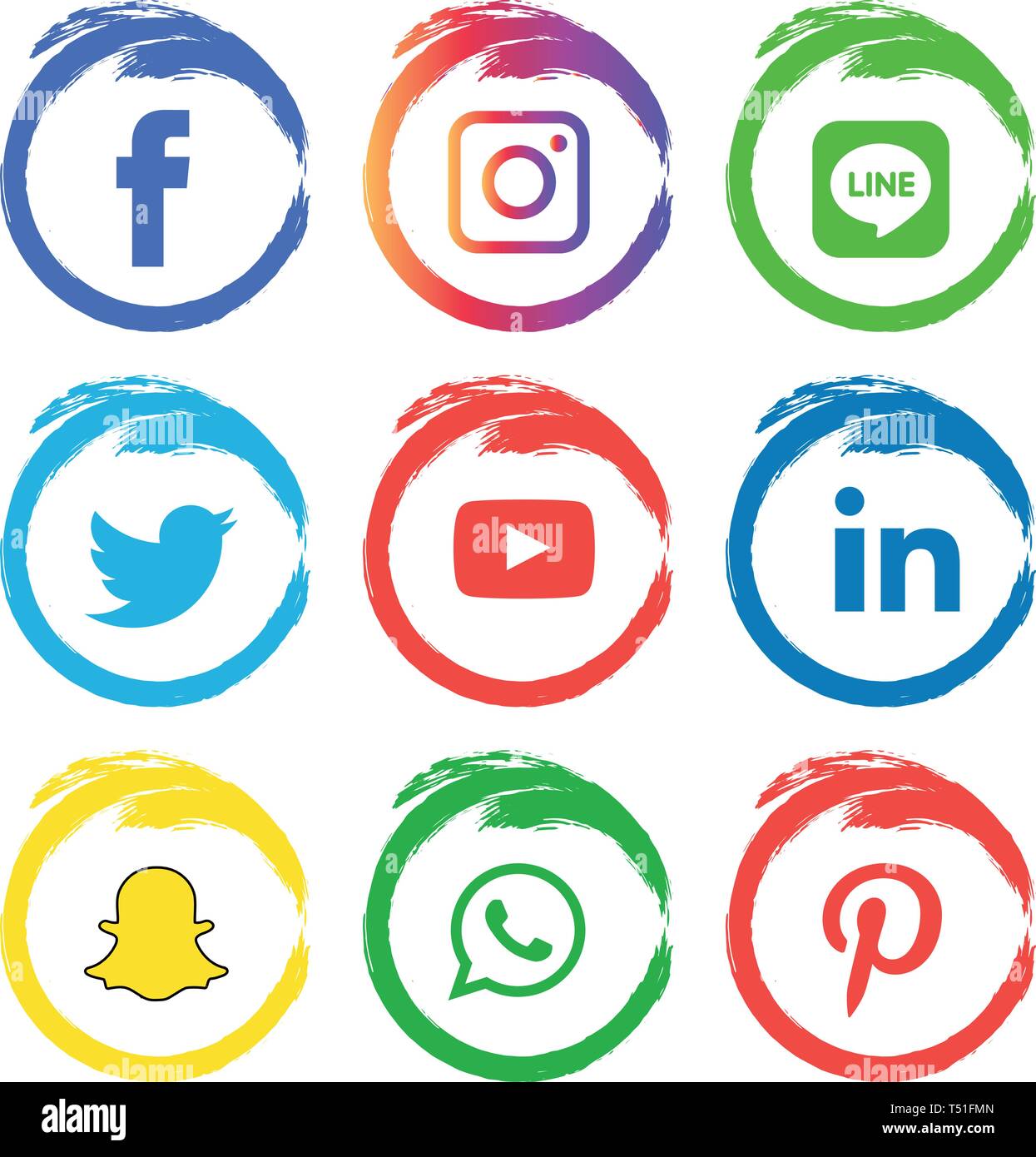 Social Media Set Di Icone Vettore Logo Sfondo Di Illustrator Sociale Media Icona Snapchat Facebook Instagram Twitter Whatsapp Impostare Rete Immagine E Vettoriale Alamy
