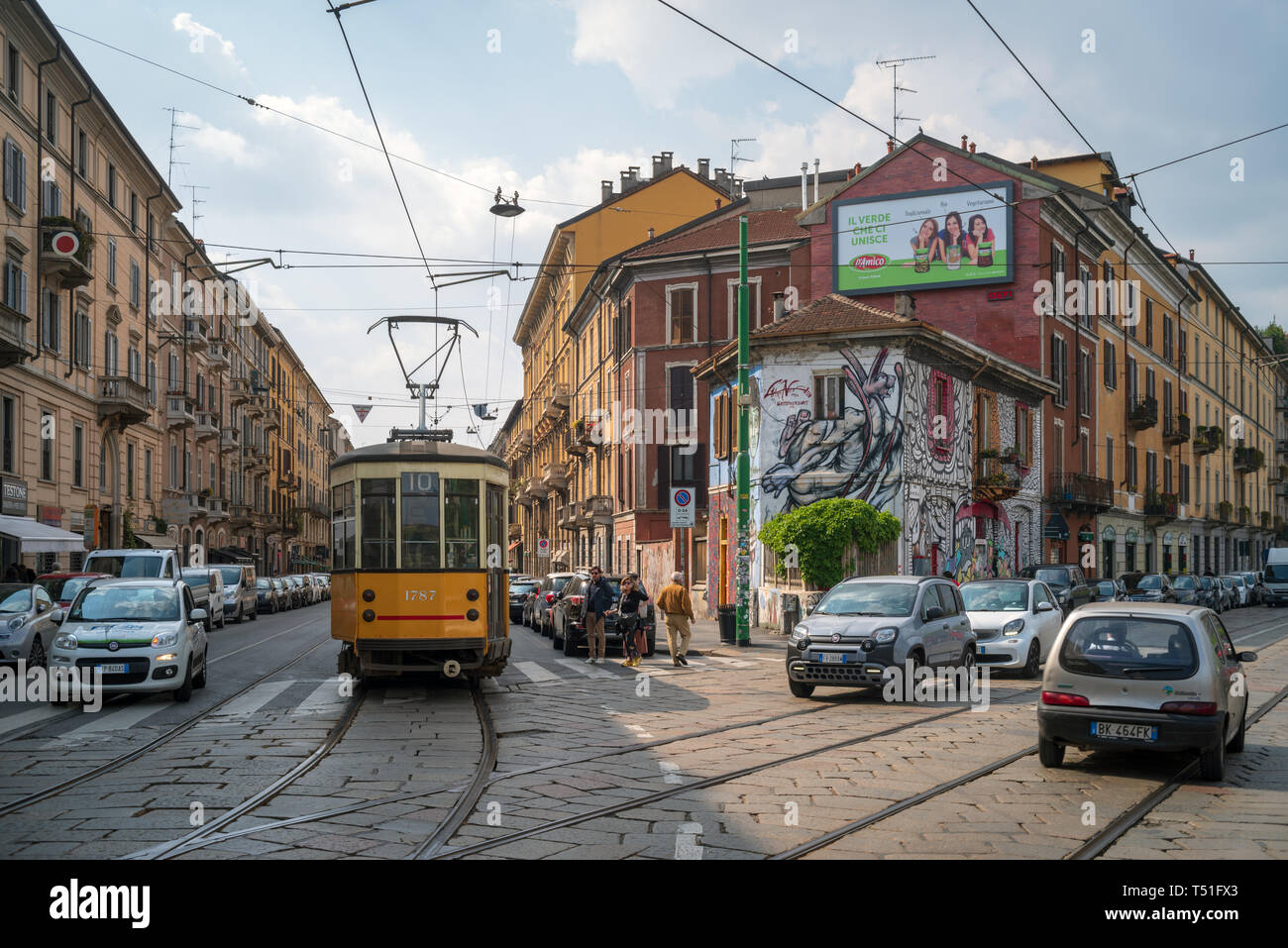 Arte di strada su una casa a Milano Foto Stock